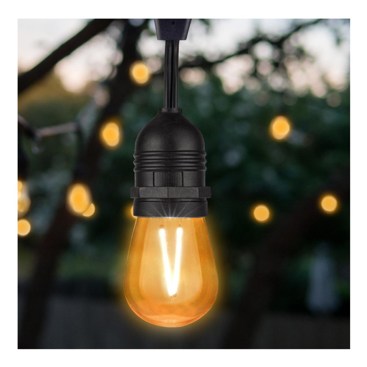 S14 Filament LED Bulb, 1W, 30lm, E26 Base, Transparent Orange Finish , Pack of 4 - Bees Lighting
