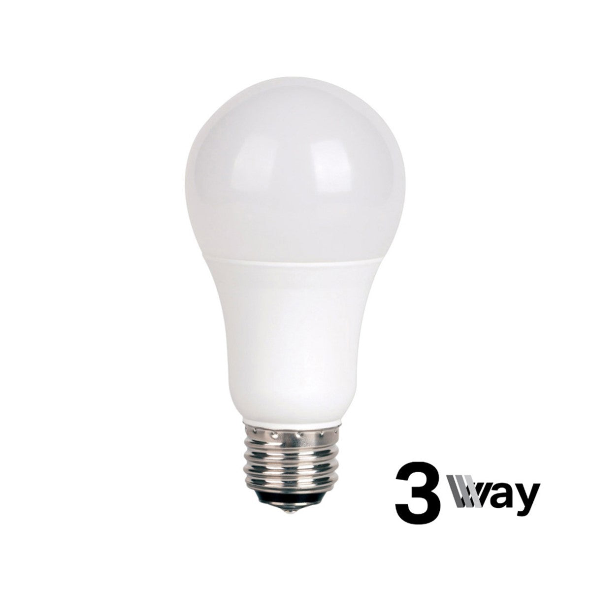 3-Way A19 LED Bulb, 3W|9W|12W, 1050 Lumens, 3000K, E26 Medium Base, Frosted Finish - Bees Lighting