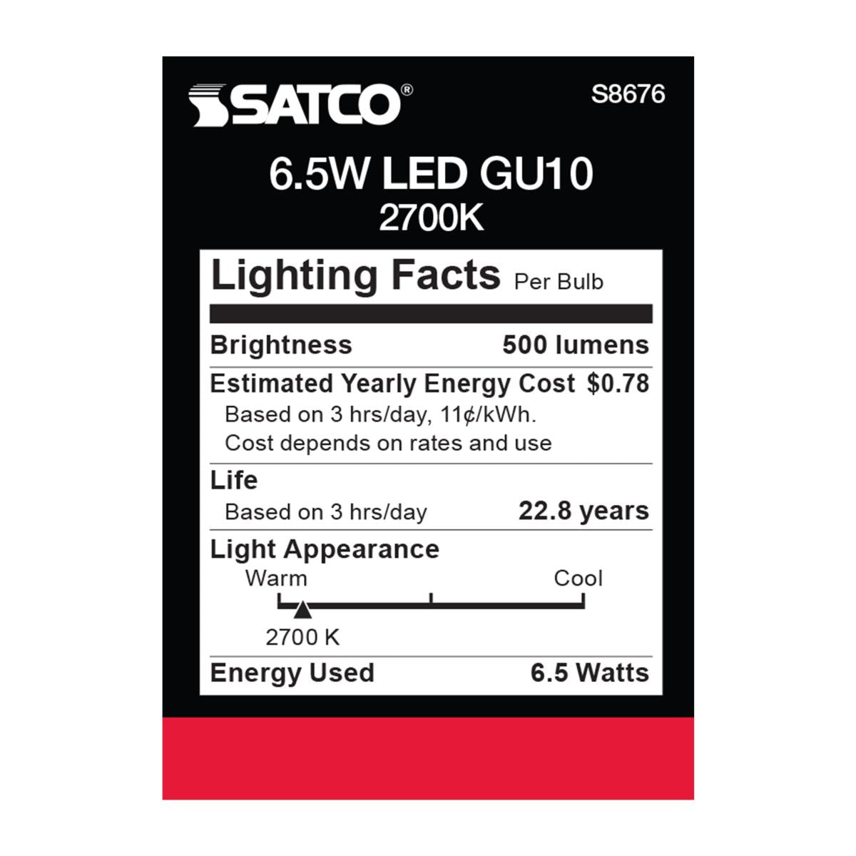 MR16 LED Bulb, 7 Watts, 500 Lumens, 2700K, 50W Equal, GU10 Base, 25° Spot