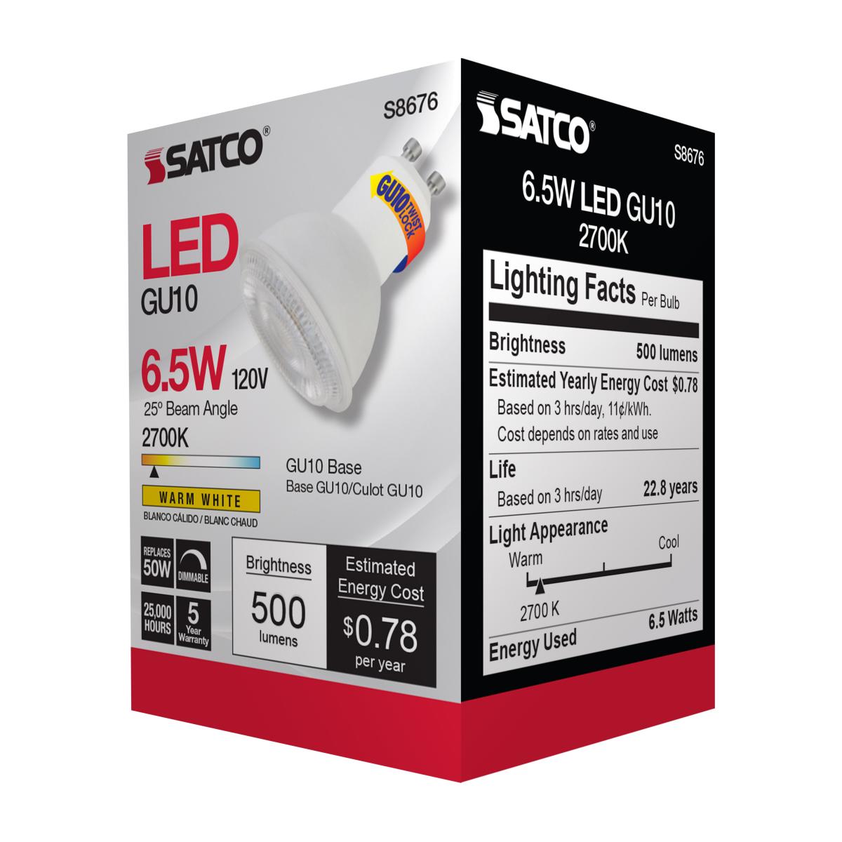 MR16 LED Bulb, 7 Watts, 500 Lumens, 2700K, 50W Equal, GU10 Base, 25° Spot