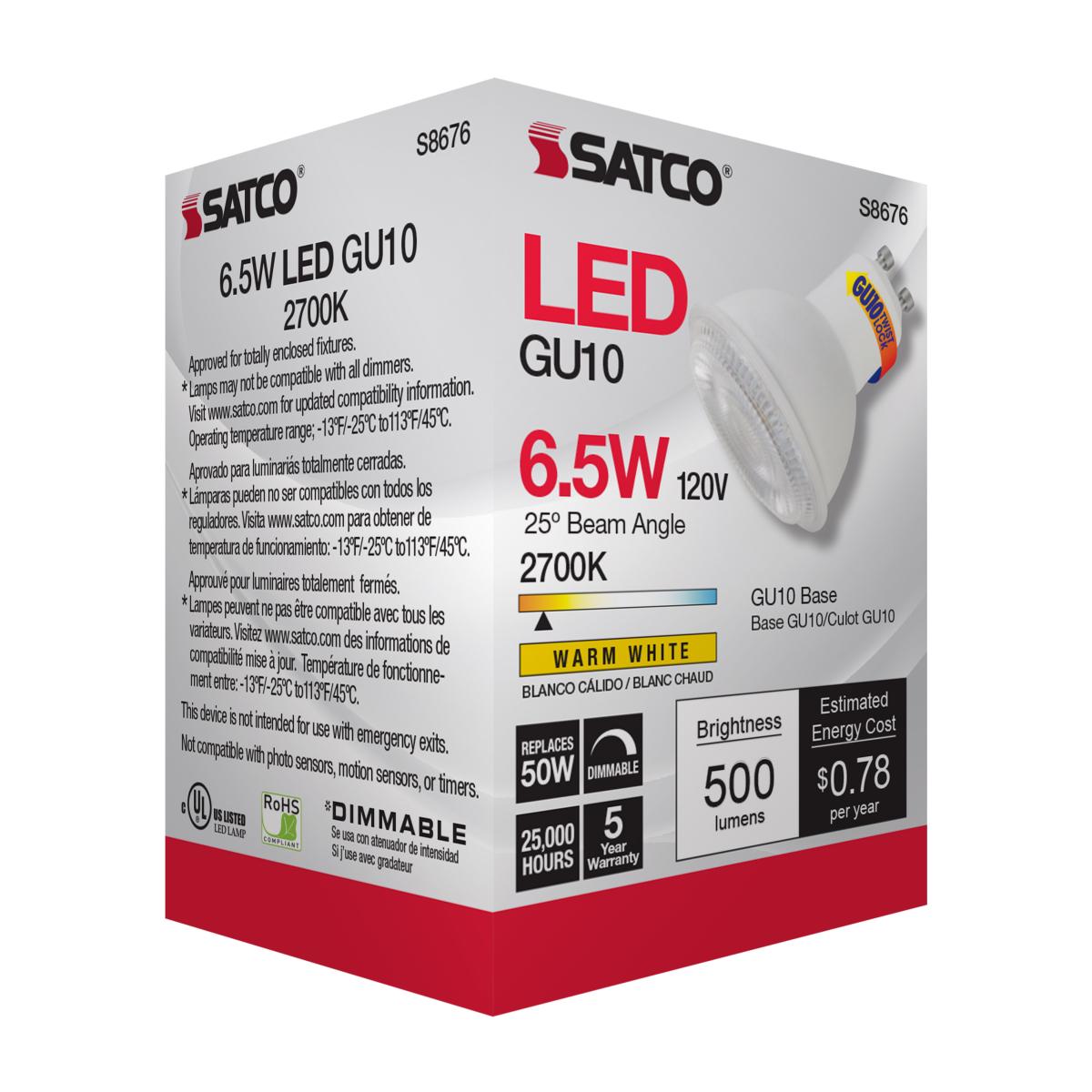 MR16 LED Bulb, 7 Watts, 500 Lumens, 2700K, 50W Equal, GU10 Base, 25° Spot