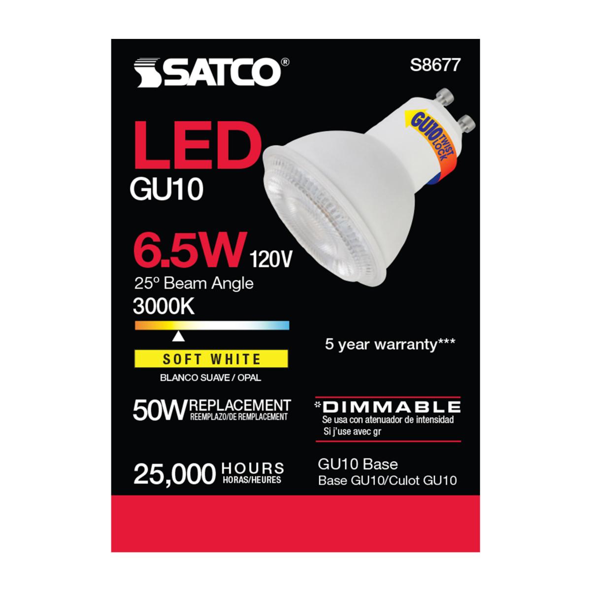 MR16 LED Bulb, 7 Watts, 500 Lumens, 3000K, 50W Equal, GU10 Base, 25° Spot - Bees Lighting