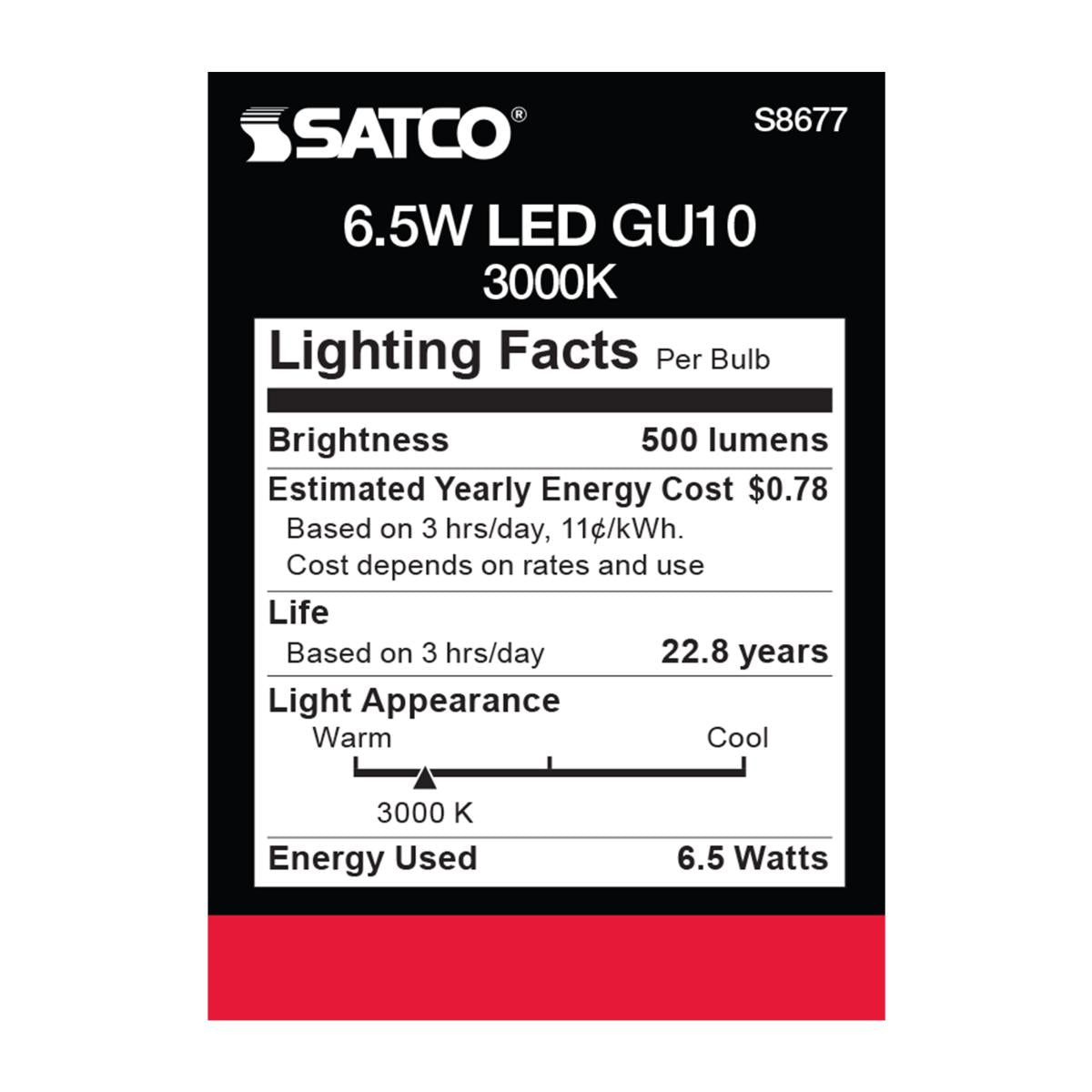 MR16 LED Bulb, 7 Watts, 500 Lumens, 3000K, 50W Equal, GU10 Base, 25° Spot - Bees Lighting