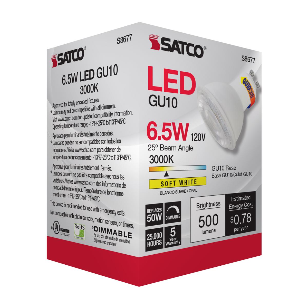 MR16 LED Bulb, 7 Watts, 500 Lumens, 3000K, 50W Equal, GU10 Base, 25° Spot - Bees Lighting