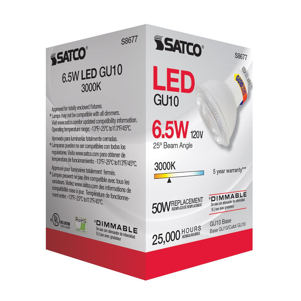 MR16 LED Bulb, 7 Watts, 500 Lumens, 3000K, 50W Equal, GU10 Base, 25° Spot - Bees Lighting