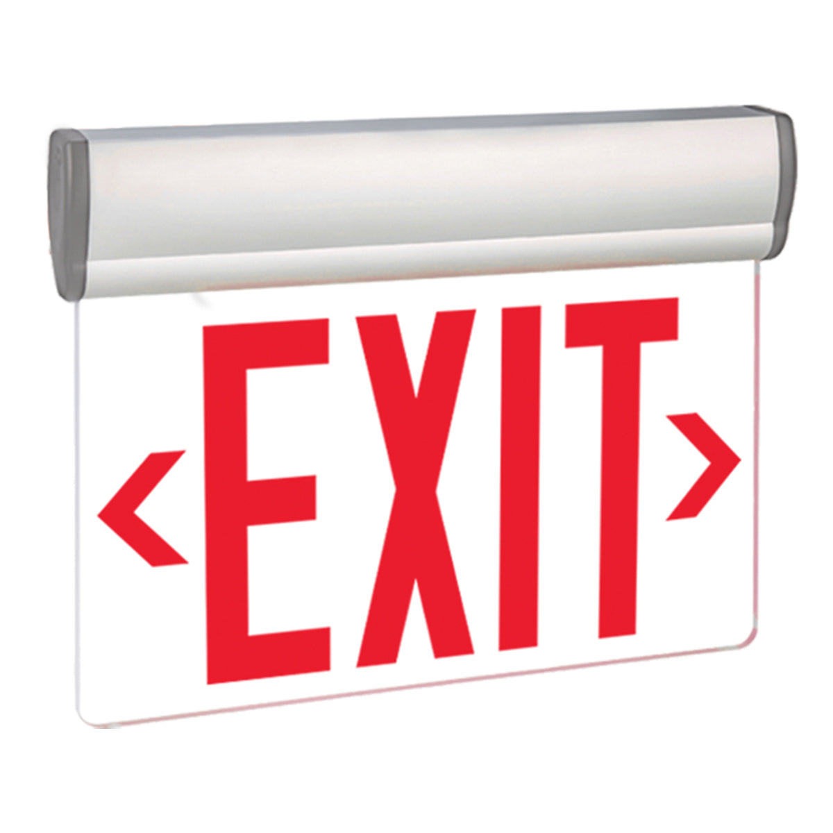 Edge-Lit LED Exit Sign, Single Face Clear with Red Letters, White, Battery Included - Bees Lighting