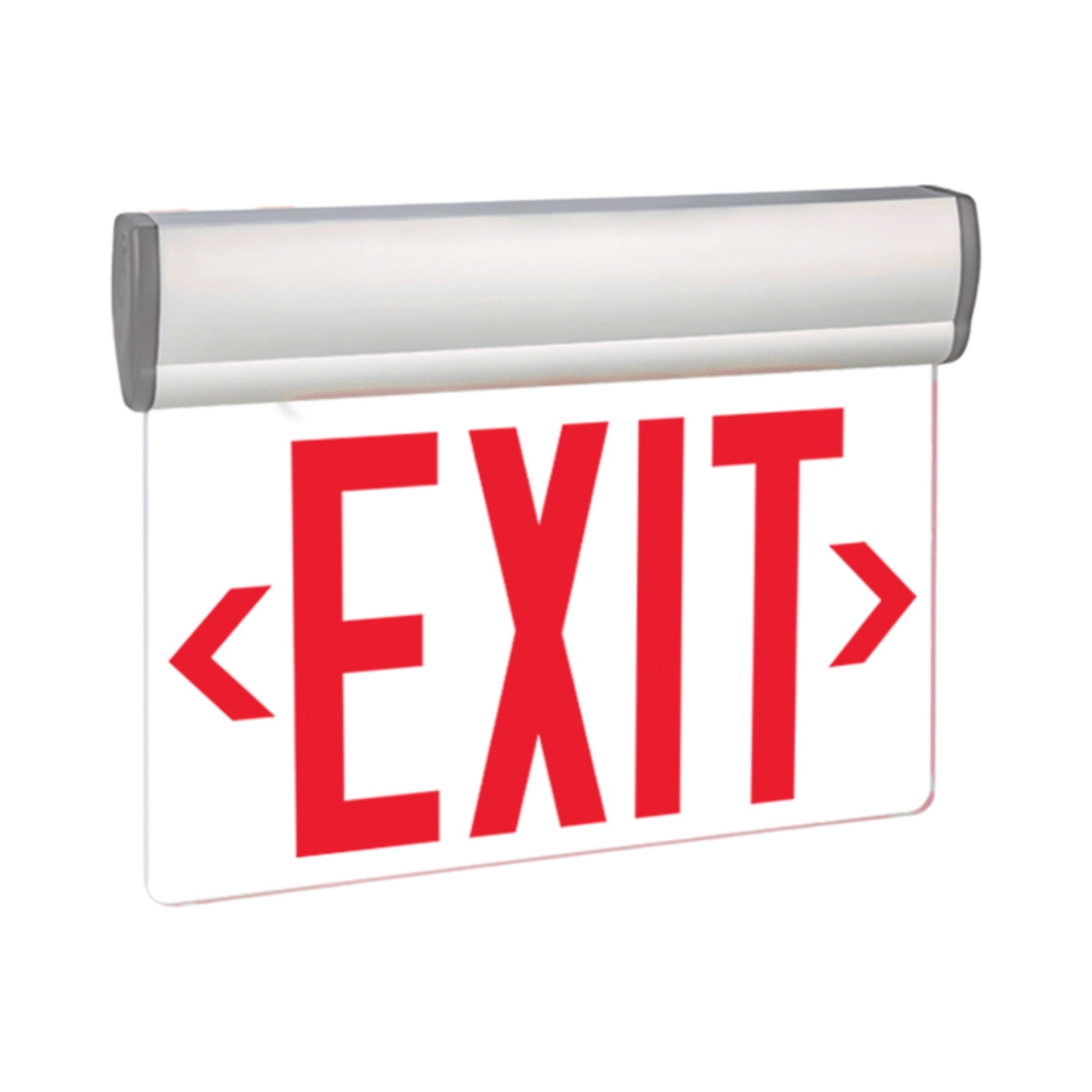 Edge-Lit LED Exit Sign, Recessed Mount, Red Letters, Black - Bees Lighting