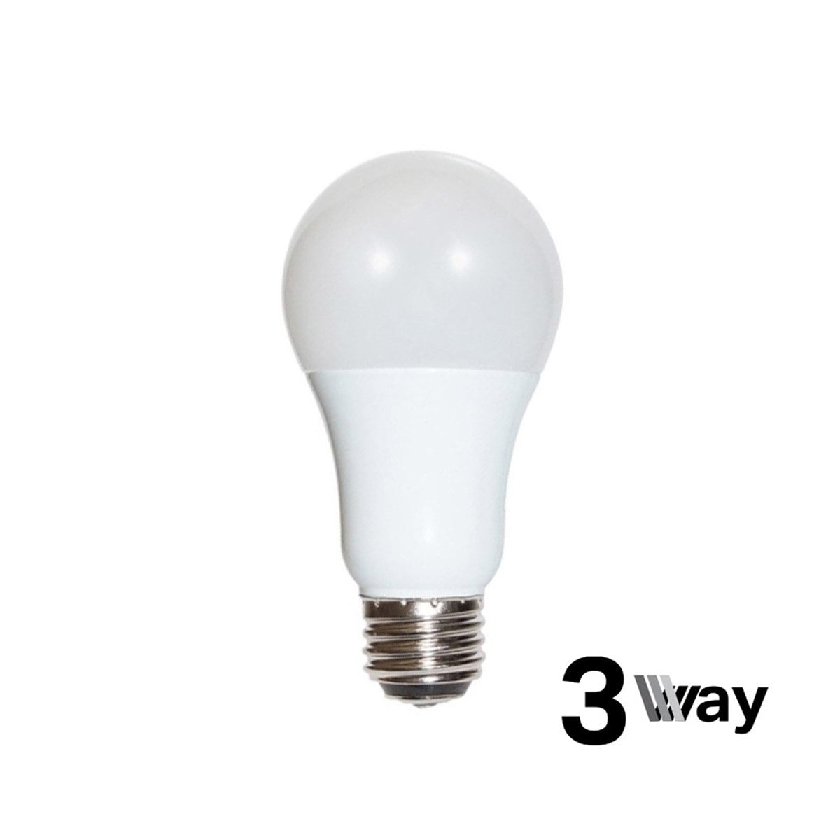 3-Way A19 LED Bulb, 3W|9W|12W, 1200 Lumens, 4000K, E26 Medium Base, Frosted Finish - Bees Lighting