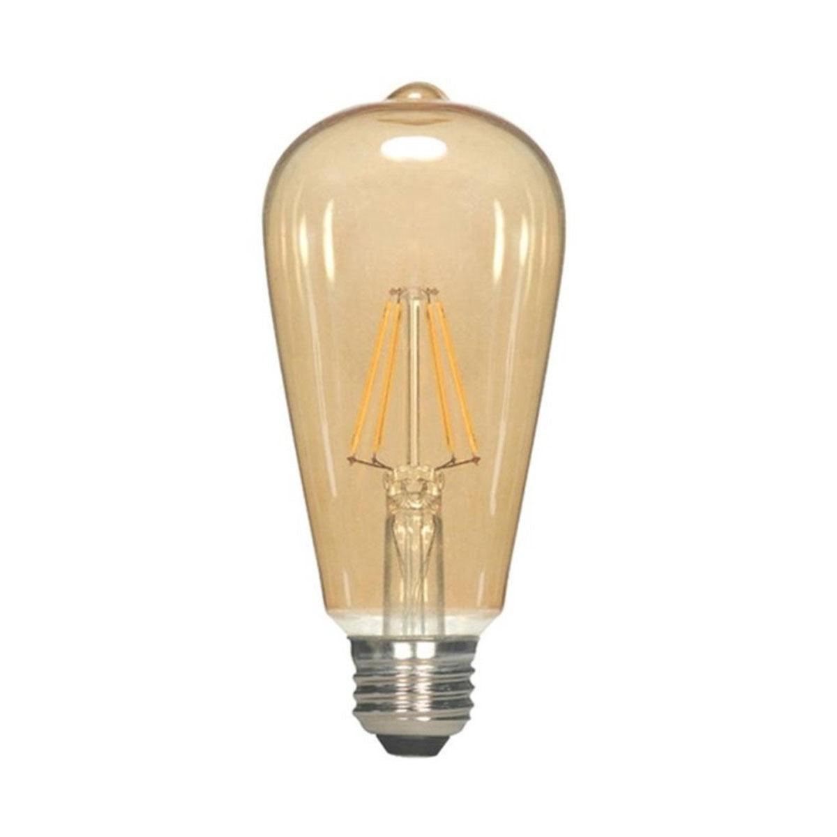 LED ST19 Straight Tapered Bulb, 3 Watt, 220 Lumens, 2000K, E26 Medium Base, Amber Finish - Bees Lighting
