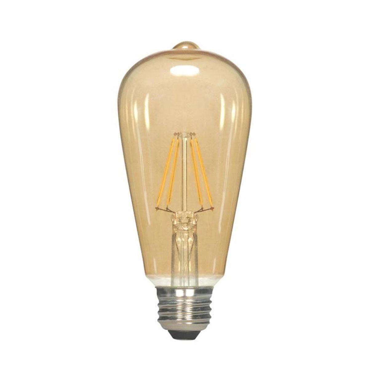 LED ST19 Straight Tapered Bulb, 5 Watt, 380 Lumens, 2000K, E26 Medium Base, Amber Finish - Bees Lighting