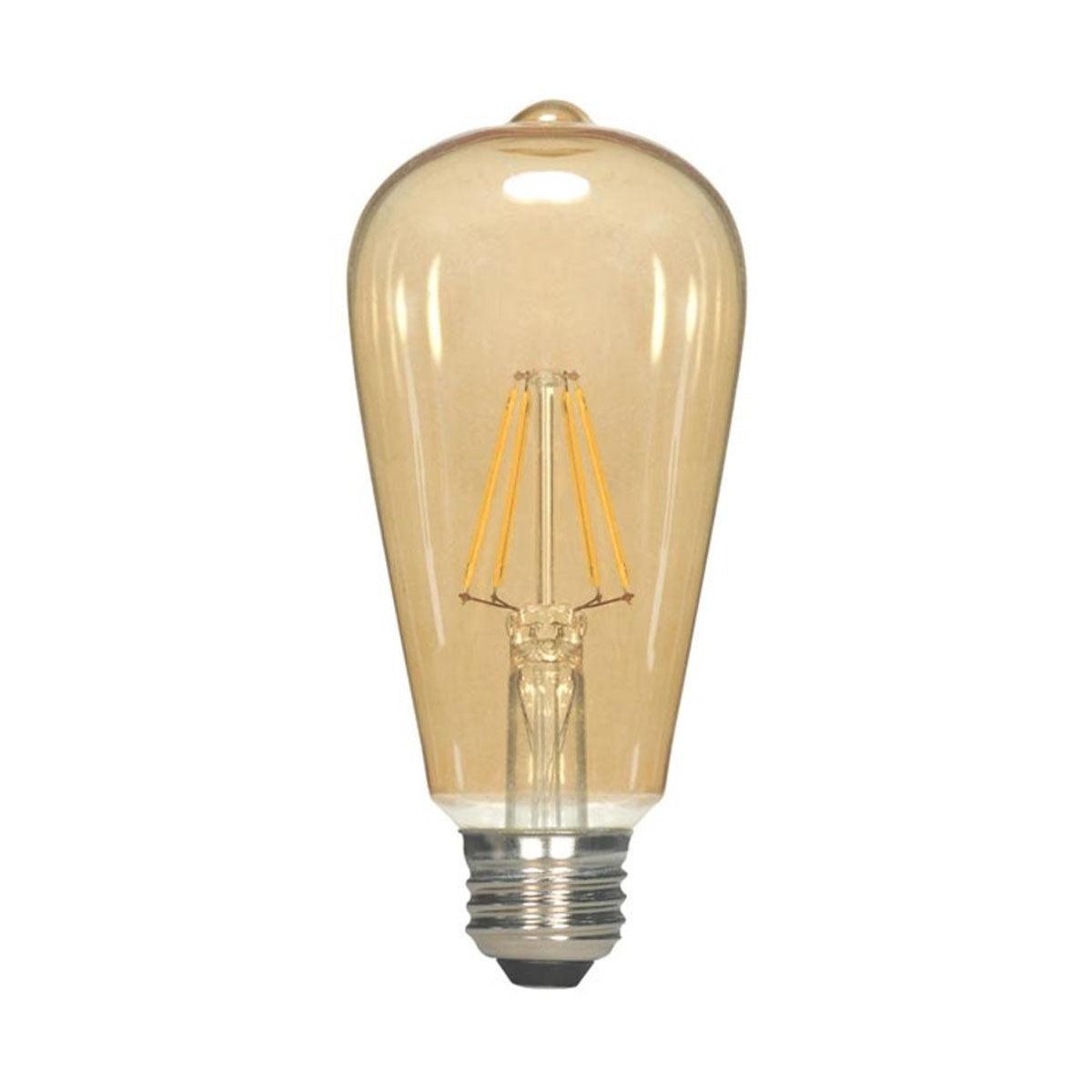 LED ST19 Straight Tapered Bulb, 7 Watt, 650 Lumens, 2000K, E26 Medium Base, Amber Finish - Bees Lighting