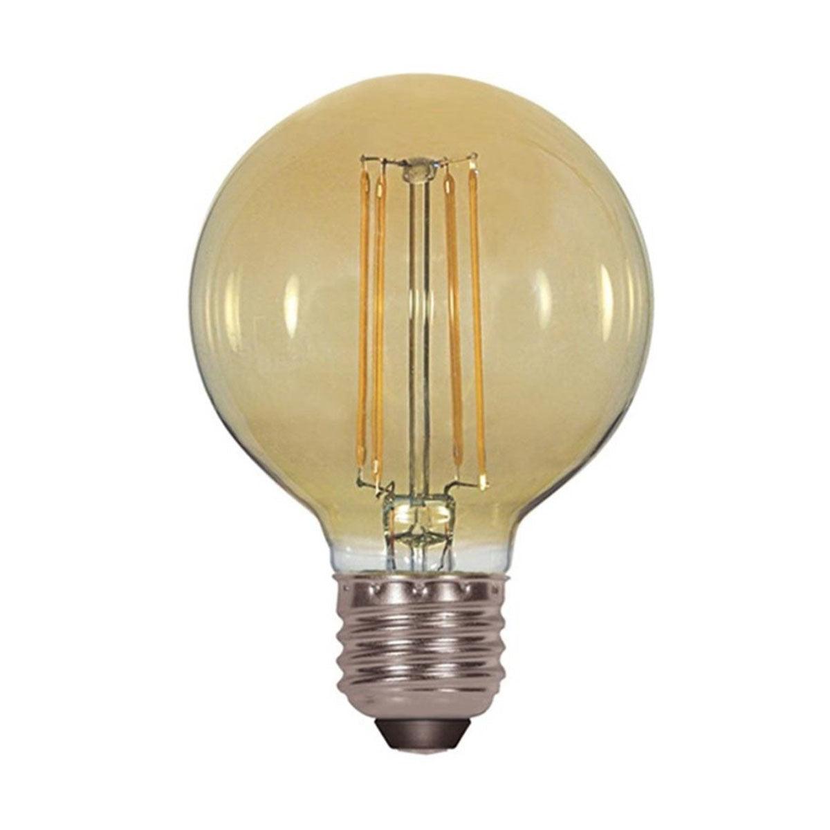 G25 Filament LED Globe Bulb, 5 Watt, 380 Lumens, 2000K, E26 Medium Base, Amber Finish