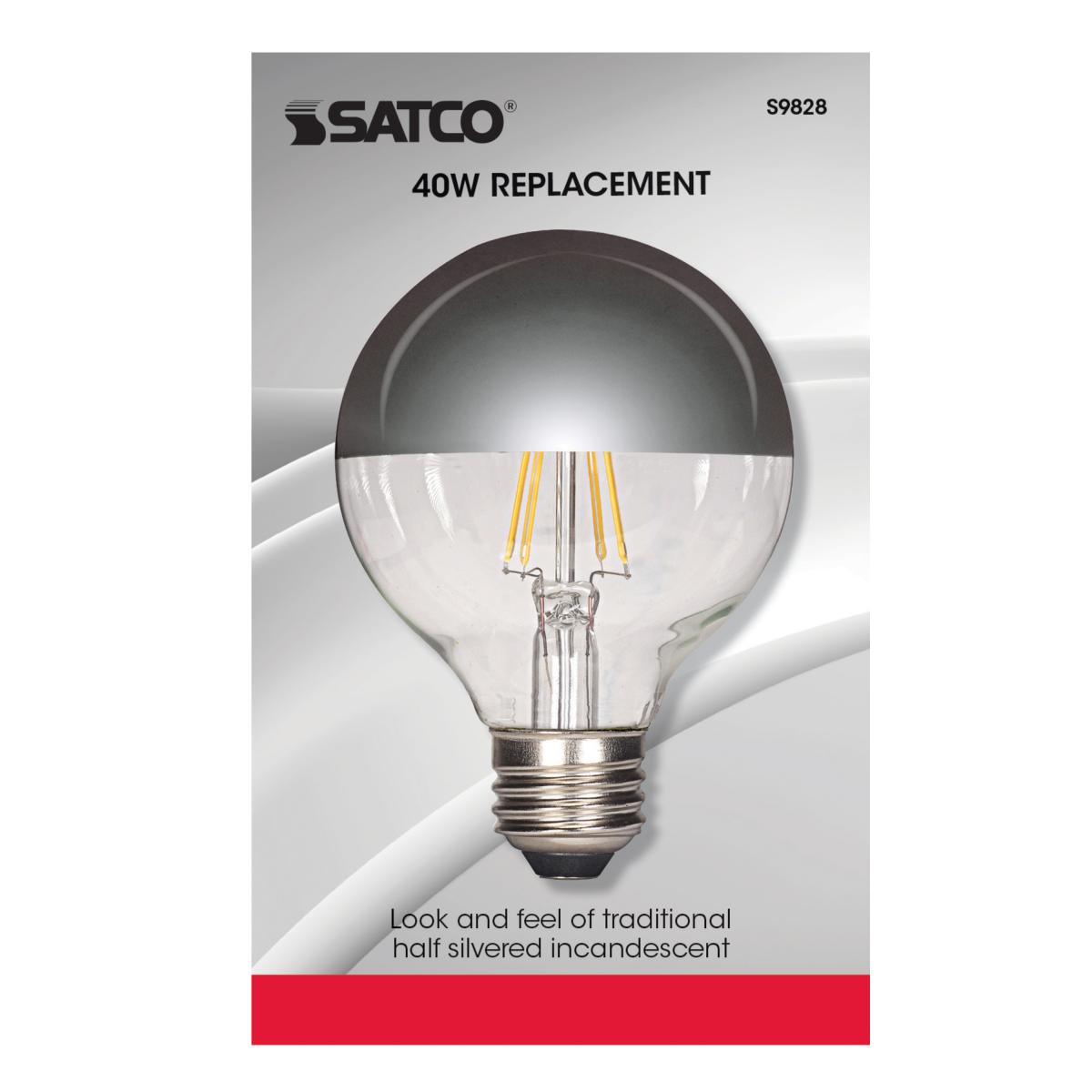 Silver Crown G25 Filament LED Bulb, 5 Watts, 430 Lumens, 2700K, 40W Equal, E26 Medium Base - Bees Lighting