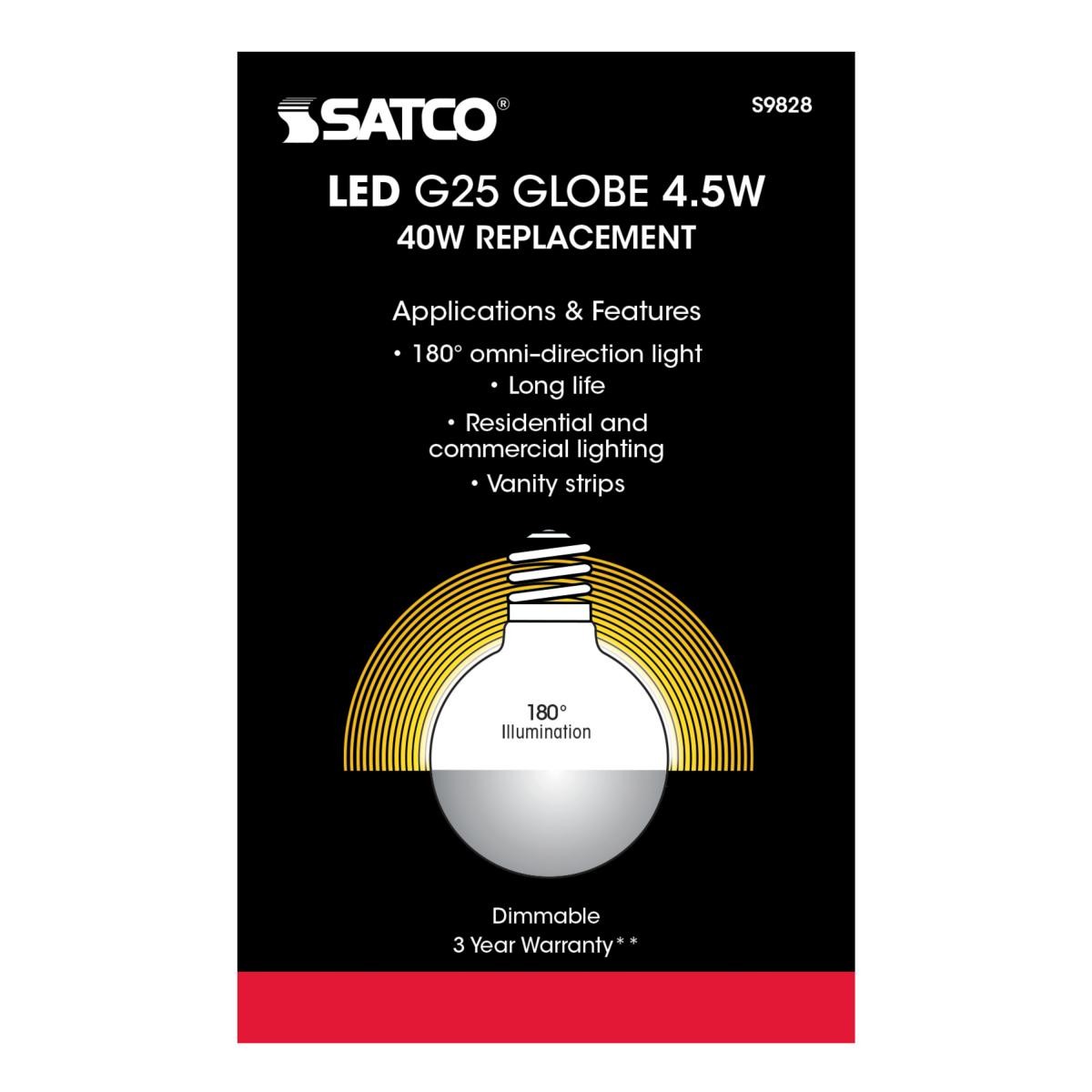Silver Crown G25 Filament LED Bulb, 5 Watts, 430 Lumens, 2700K, 40W Equal, E26 Medium Base - Bees Lighting