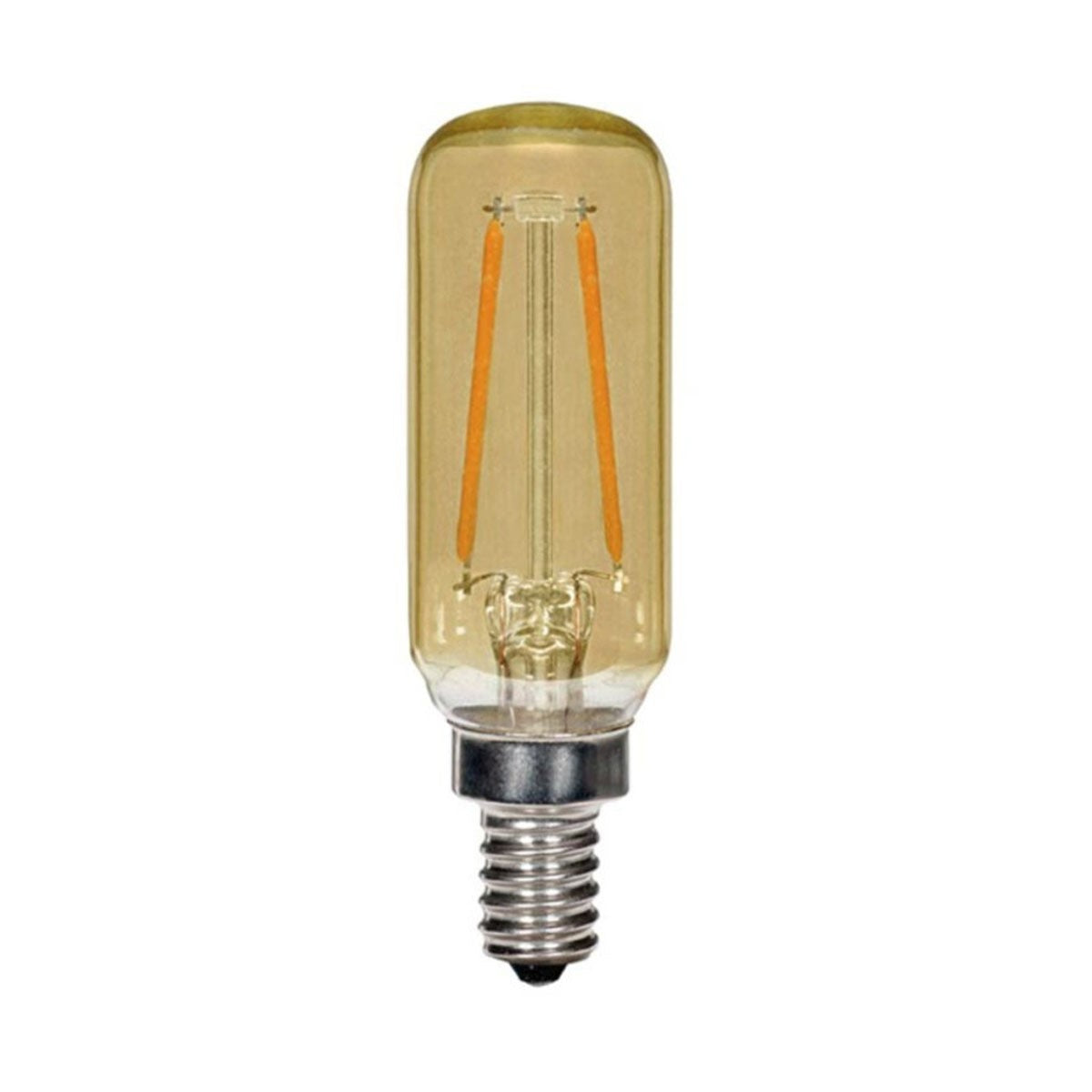 LED T6 Single Tube Bulb, 3 Watt, 150 Lumens, 2000K, E12 Candelabra Base, Amber Finish