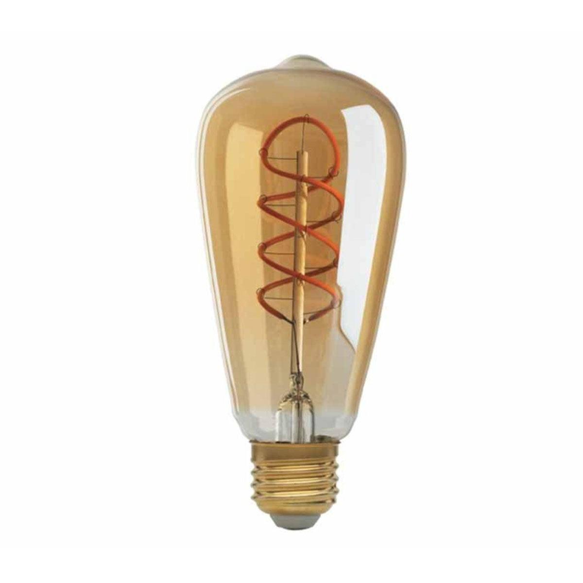 LED ST19 Straight Tapered Bulb, 5 Watt, 240 Lumens, 2000K, E26 Medium Base, Amber Finish - Bees Lighting