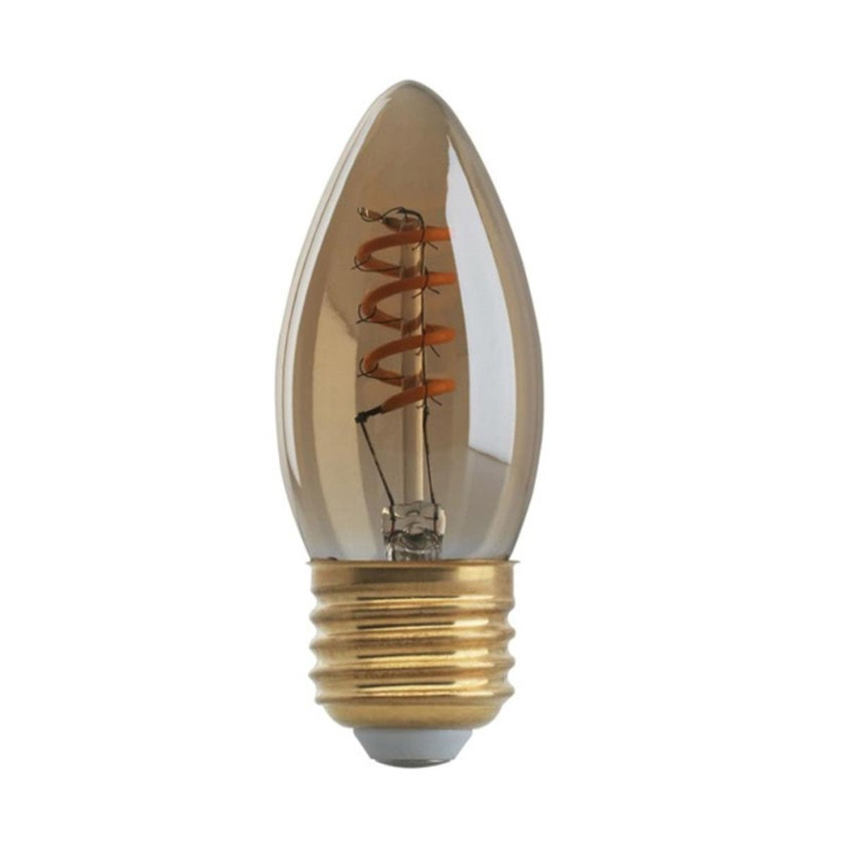 B10 Candle Filament LED Bulb, 2 Watt, 90 Lumens, 2000K, E26 Medium Base, Amber Finish