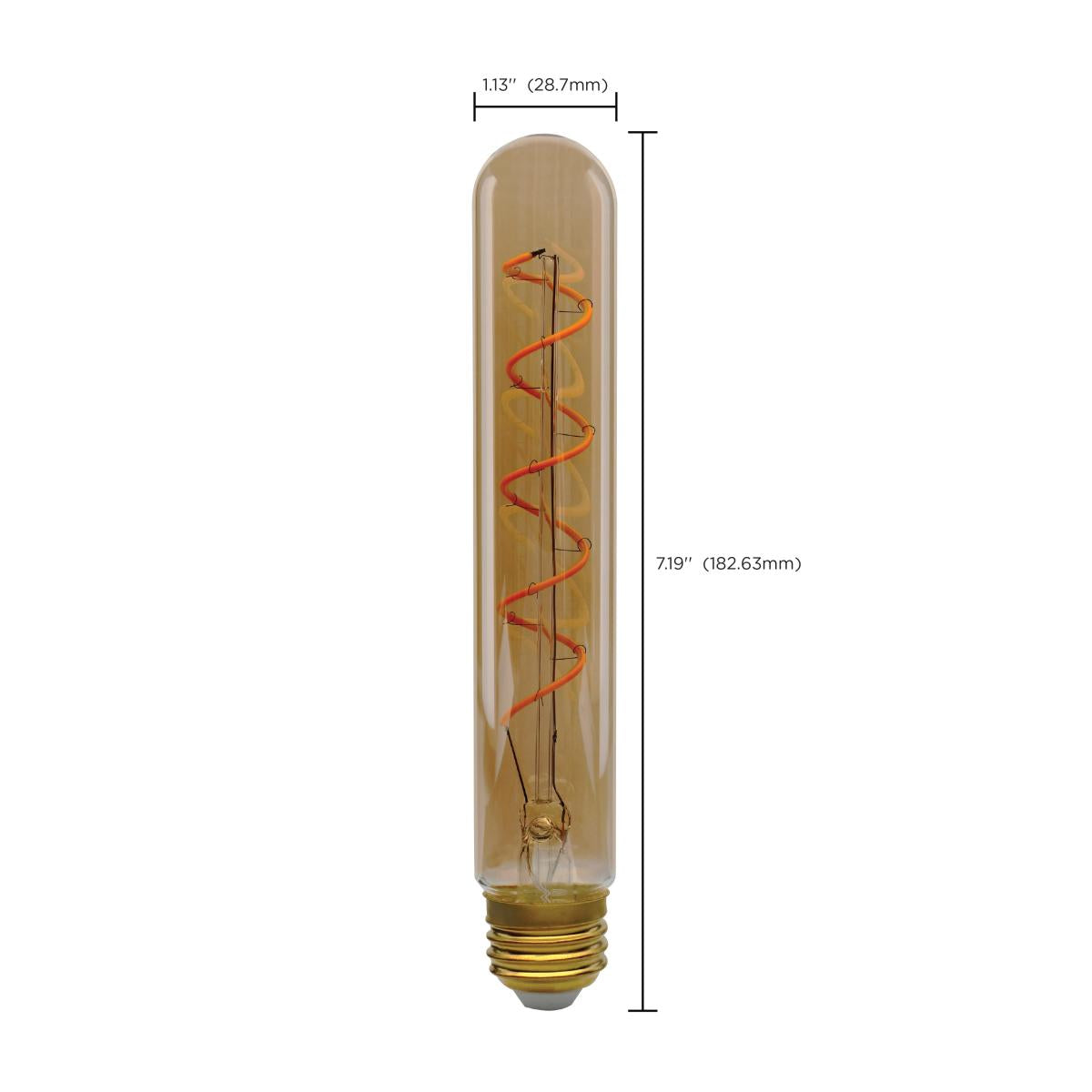 T9 LED Single Tube Spiral Vintage Bulb, 5 Watts, 240 Lumens, 2000K, E26 Base, Amber Finish - Bees Lighting