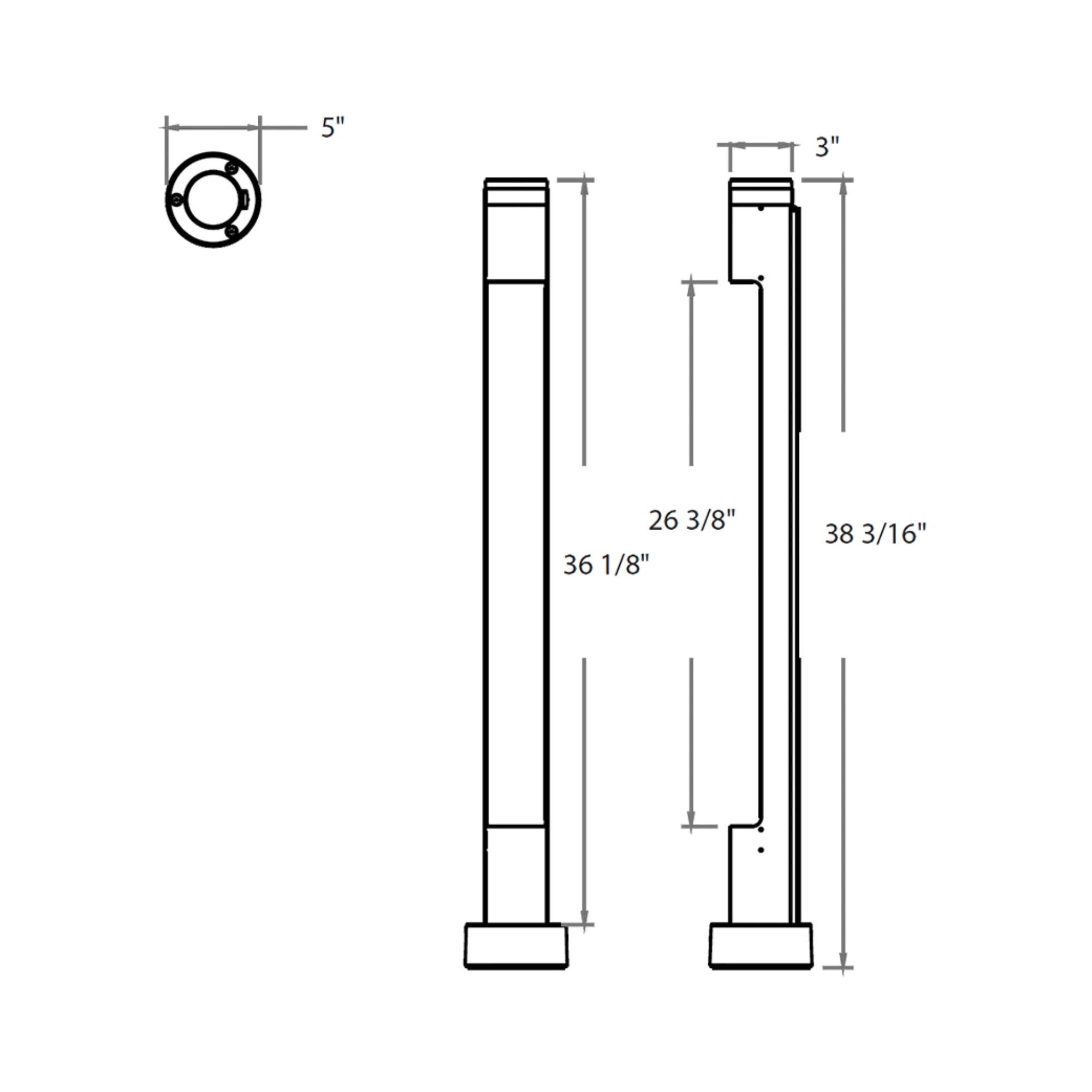 Architectural Bollard Light, 9W, 341lm, 3000K, 120-277V