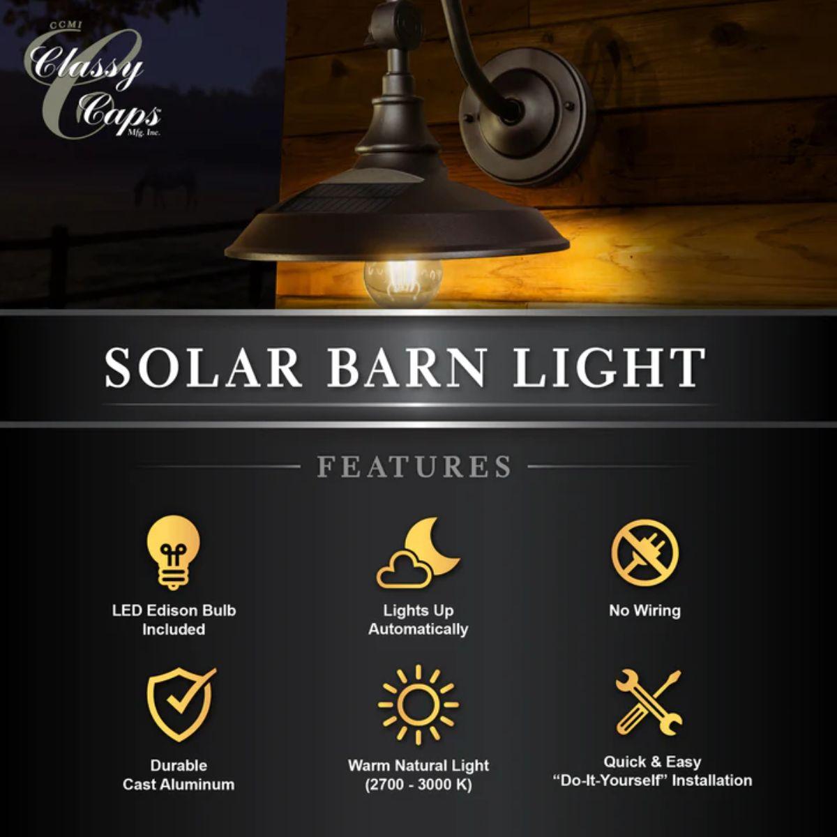 Solar LED Outdoor Barn Light 2700K Dark Bronze finish