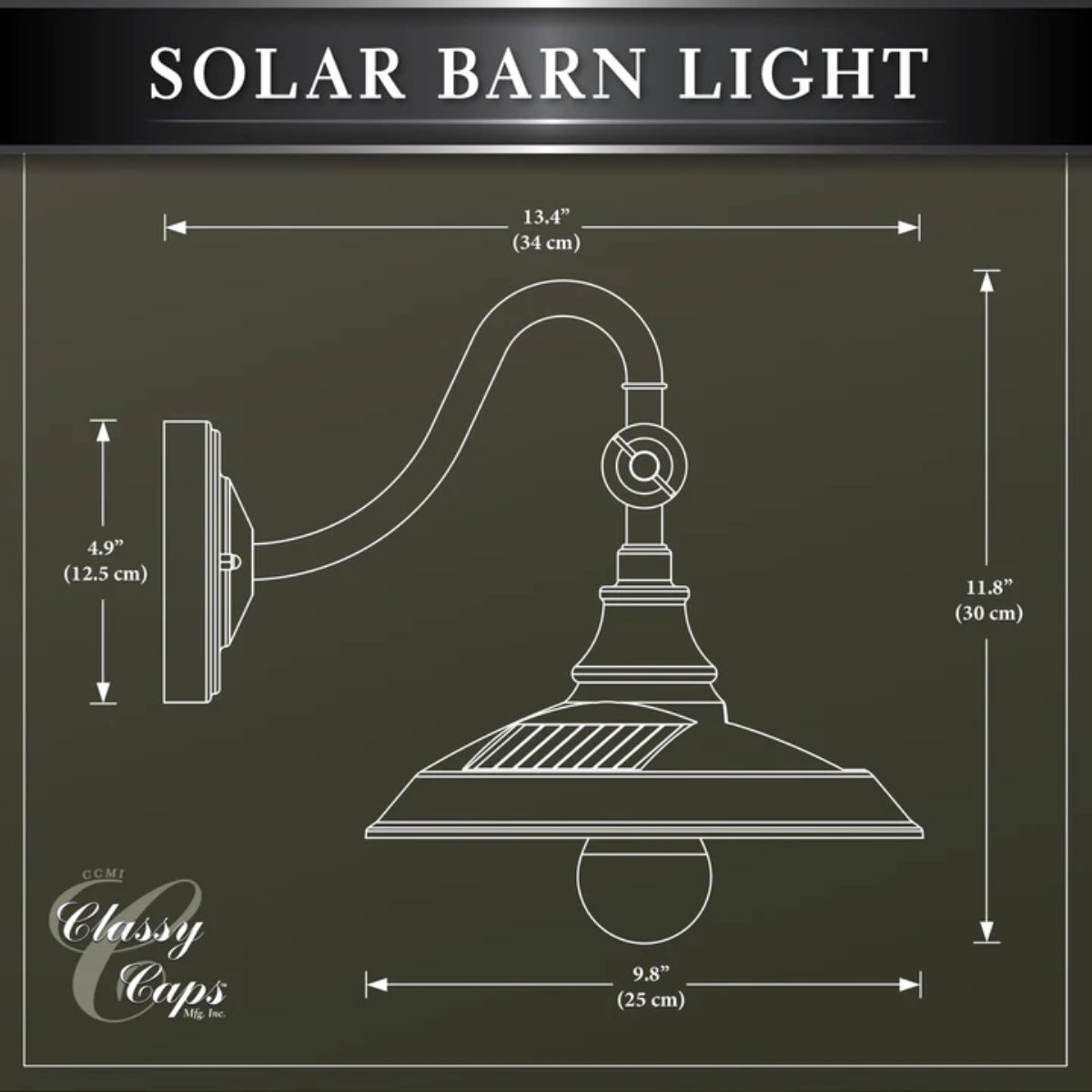 Solar LED Outdoor Barn Light 2700K Dark Bronze finish