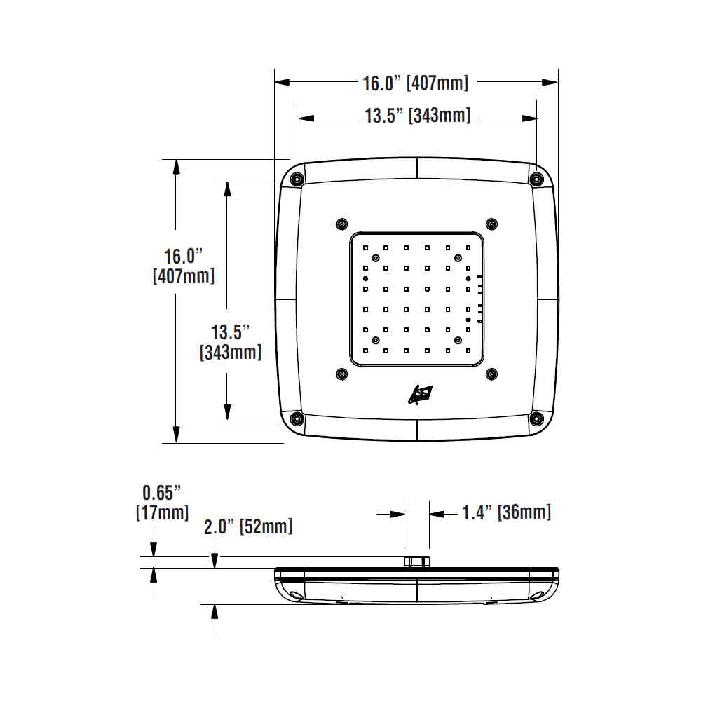 LED Gas Station Canopy Light, 13000 Lumens, 86 Watts, 5000K, 120-277V, Surface Mount - Bees Lighting