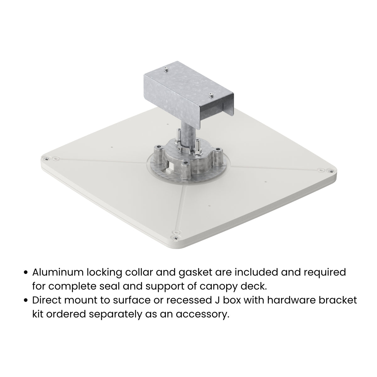 LSI SCVX canopy light underside with mounting bracket and central threaded post