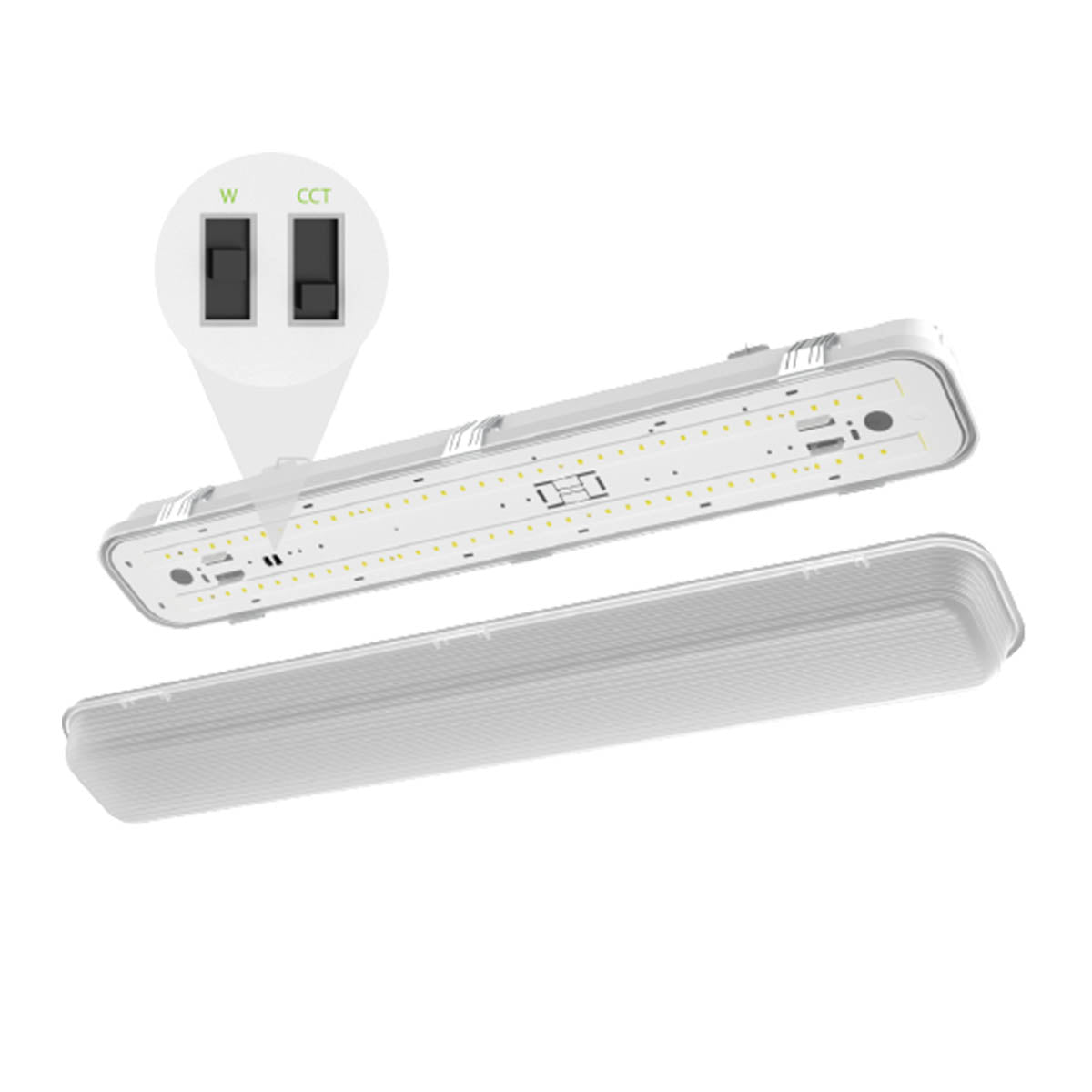 2ft Vapor Tight LED Light, 25W, 3400 Lumens, 35K/40K/50K, 120-277V - Bees Lighting