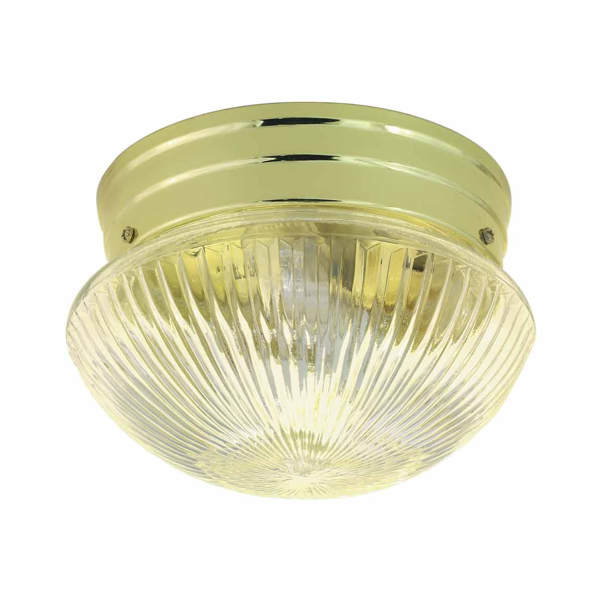 Brentwood 10 in. 2 Lights Ceiling Puff Light Polished Brass finish Clear Glass - Bees Lighting