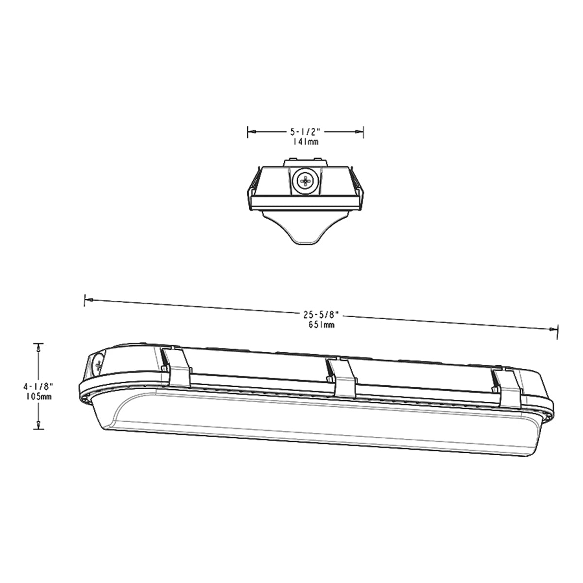 2ft Vapor Tight LED Light, 3680 Lumens, 25W, 35K/40K/50K, 120-277V - Bees Lighting