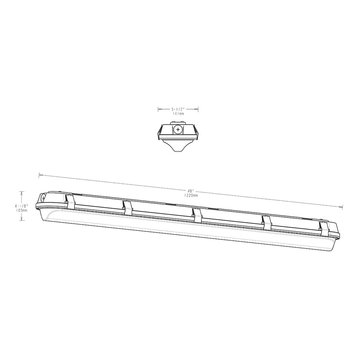 4ft Vapor Tight LED Light, 7300 Lumens, 50W, 35K/40K/50K, 120-277V - Bees Lighting
