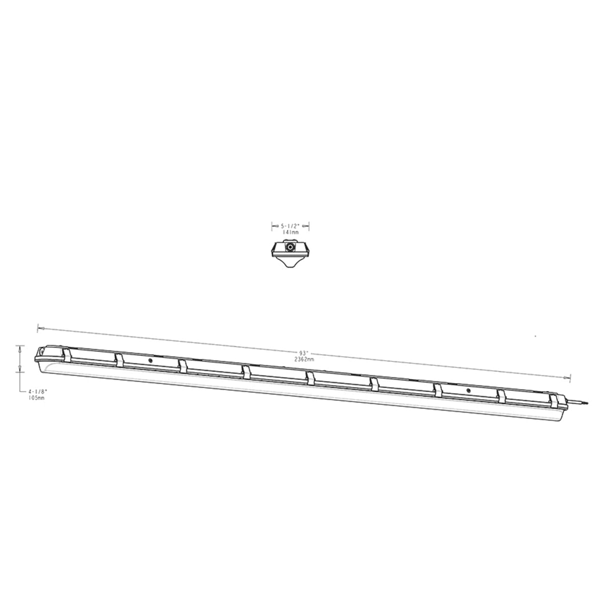 8ft Vapor Tight LED Light, 14200 Lumens, 100W, 35K/40K/50K, 120-277V - Bees Lighting