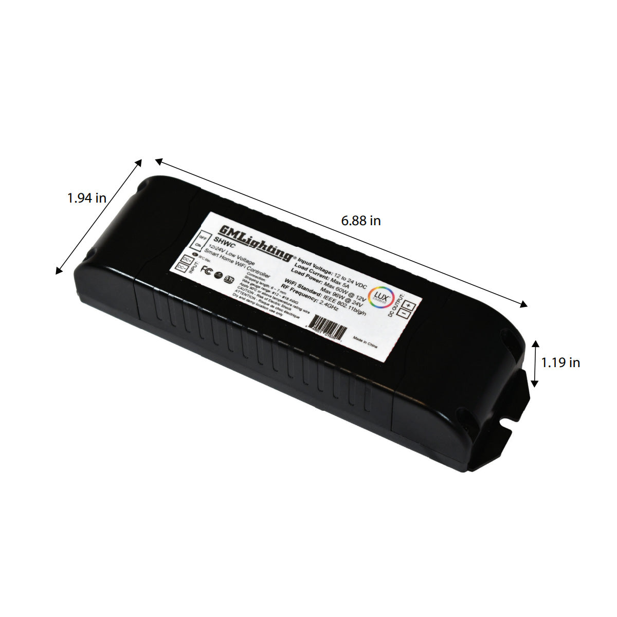 LUXcontrol LED Smart WiFi Controller, 1-Channel / 2-Wire, Standard 12V/24V Low Voltage, 5A - Bees Lighting