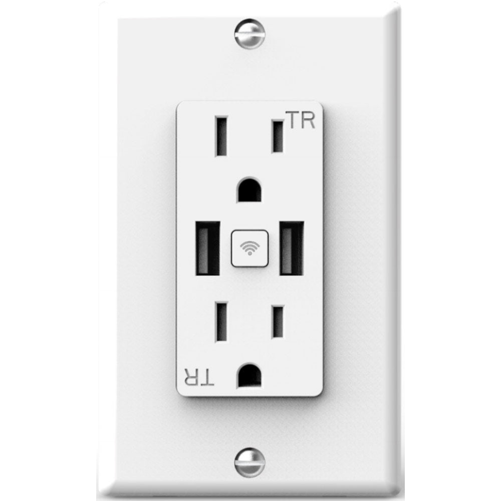 LUXcontrol 15 Amp Smart Wi-Fi Outlet with USB-A Outlet Tamper-Resistant White