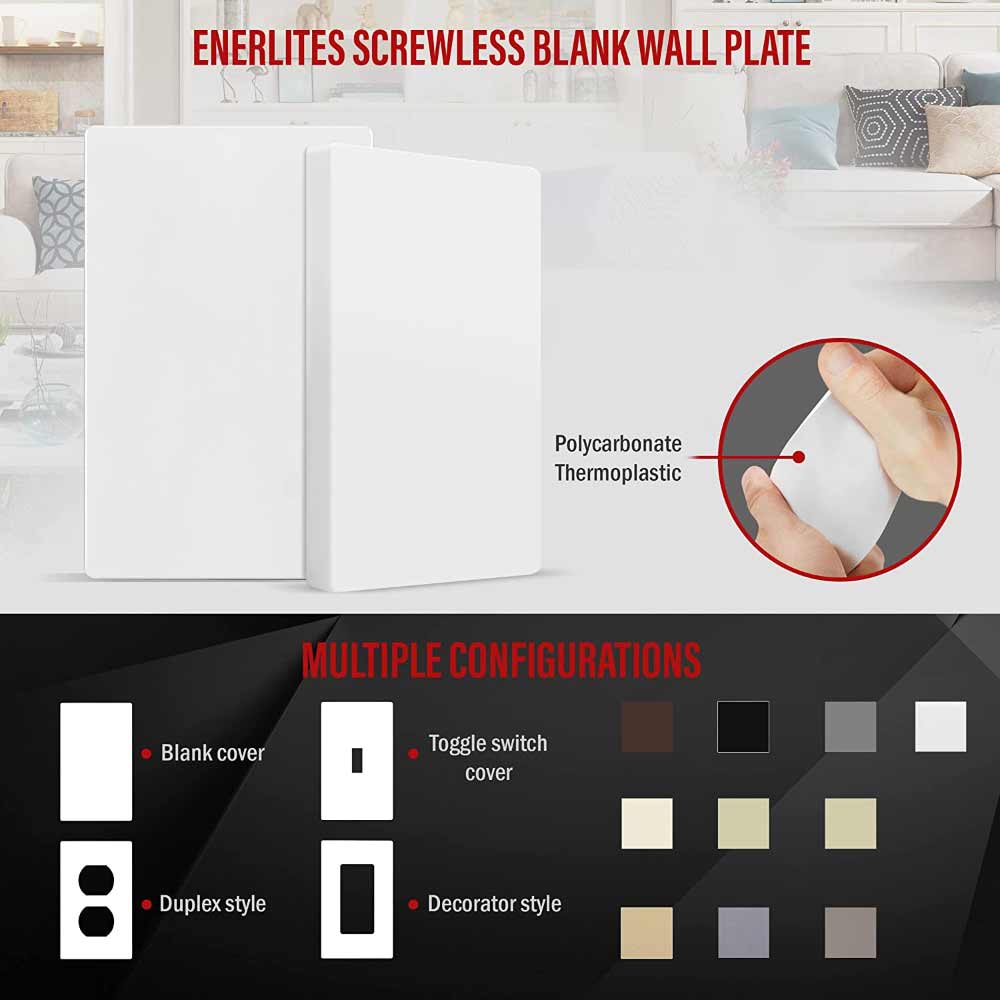 1-Gang Screwless Blank Wall Plate, White - Bees Lighting