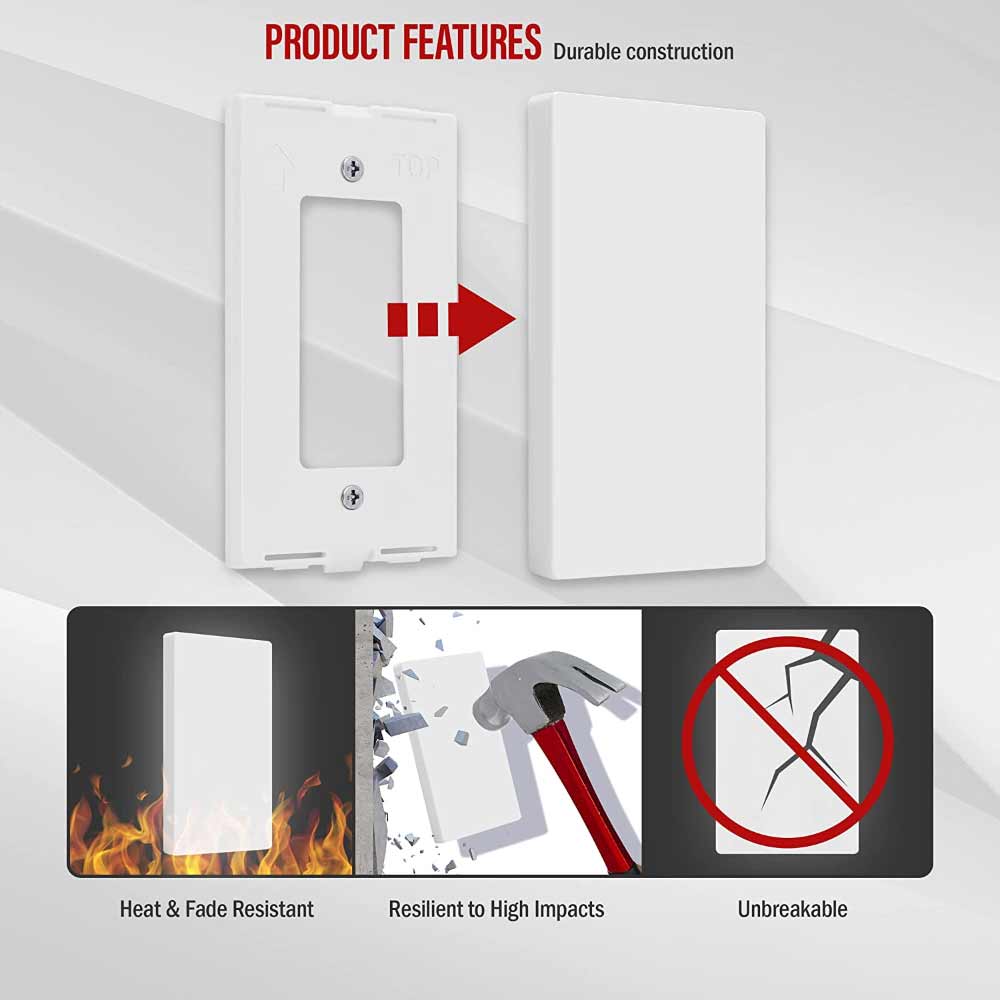 1-Gang Screwless Blank Wall Plate, White - Bees Lighting