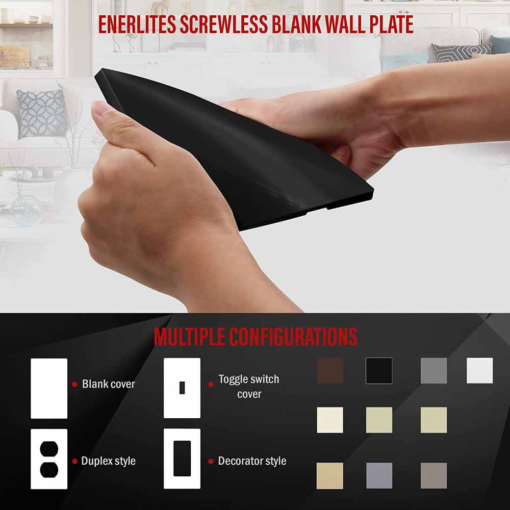 2-Gang Screwless Blank Wall Plate, Black - Bees Lighting