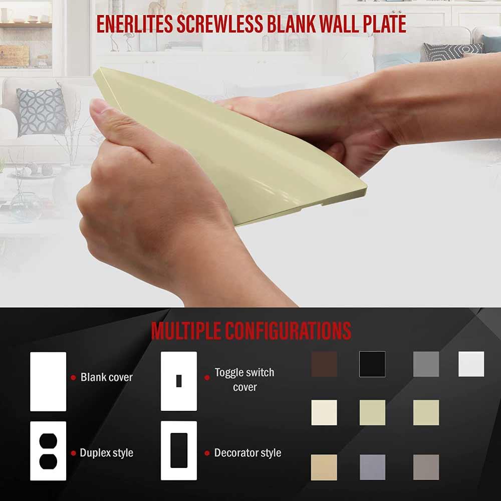 2-Gang Screwless Blank Wall Plate, Ivory - Bees Lighting