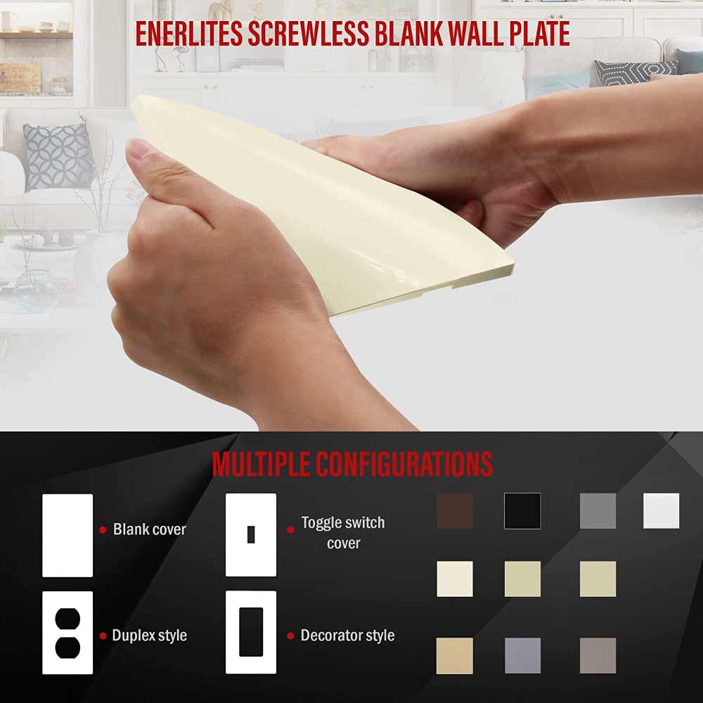 2-Gang Screwless Blank Wall Plate, Light Almond - Bees Lighting
