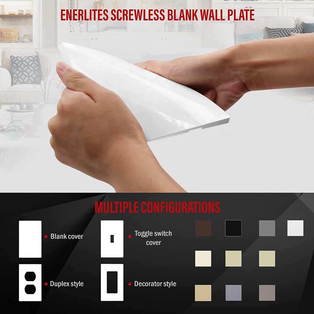 2-Gang Screwless Blank Wall Plate, White - Bees Lighting