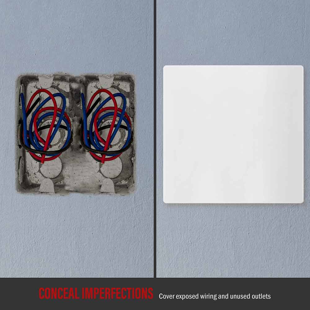 2-Gang Screwless Blank Wall Plate, White - Bees Lighting