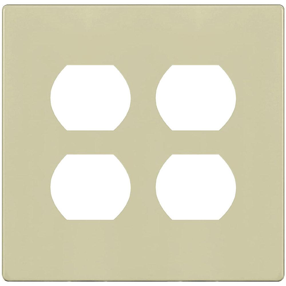Two-Gang Screwless Duplex Receptacle Wall Plate Ivory - Bees Lighting
