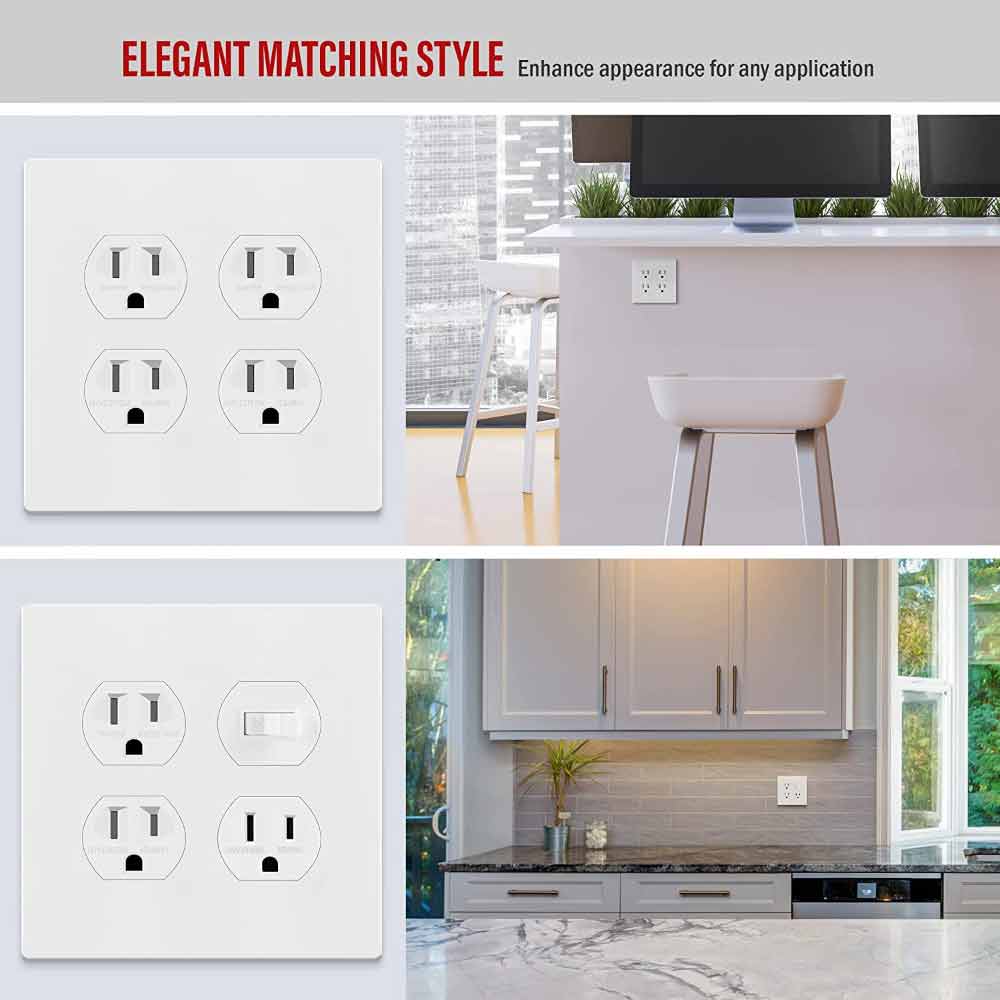 2-Gang Screwless Duplex Outlet Cover Plate