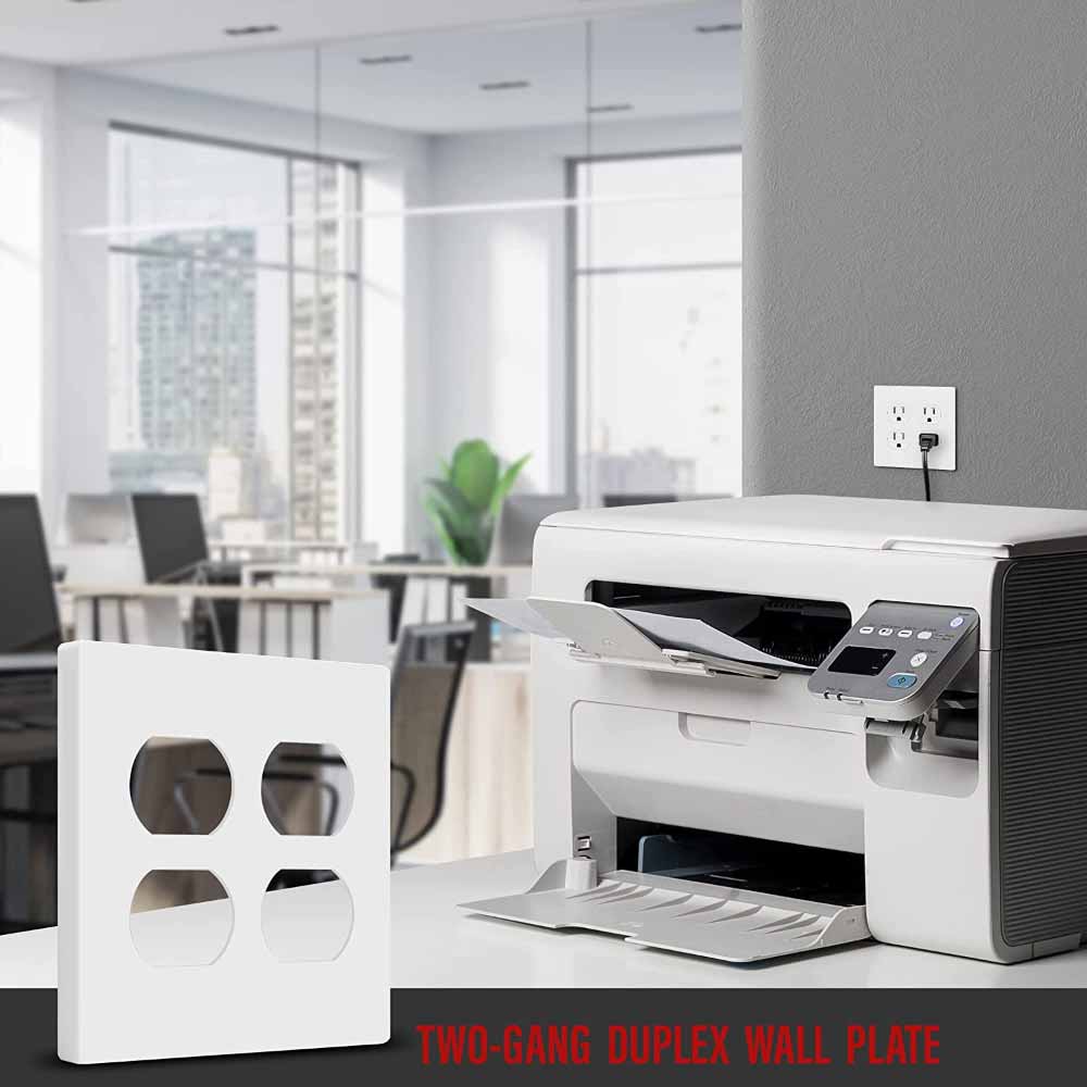 2-Gang Screwless Duplex Outlet Cover Plate, White - Bees Lighting