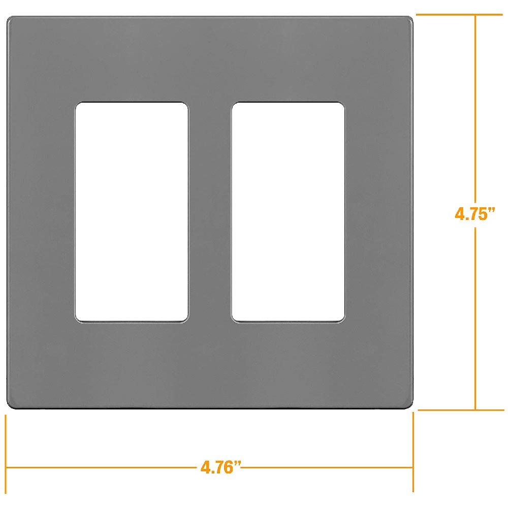 2-Gang Decorator Rocker Screwless Wall Plate, Gray - Bees Lighting