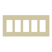 5-Gang Decorator Rocker Screwless Wall Plate, Ivory - Bees Lighting