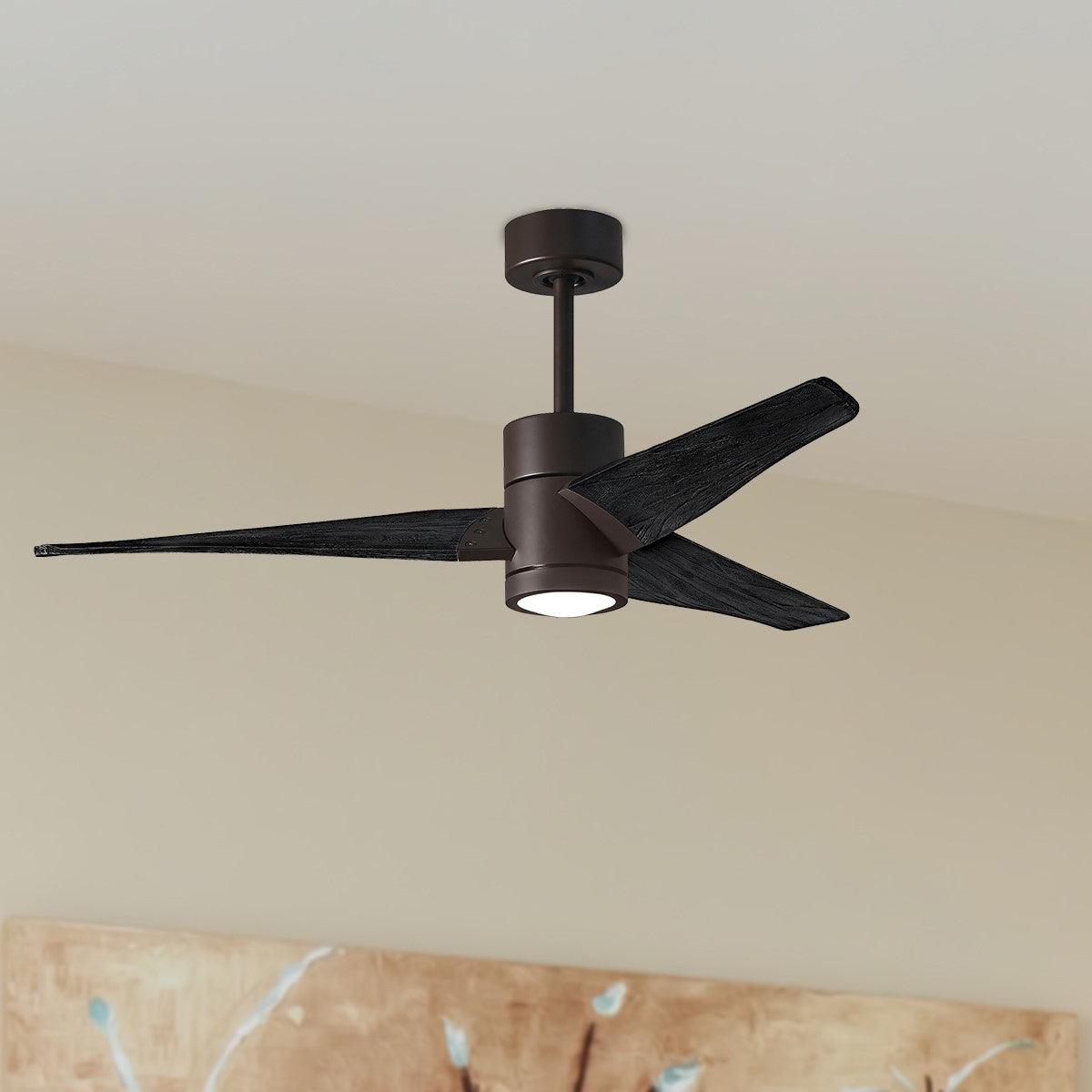 Super Janet 52 Inch Outdoor Ceiling Fan With Light, Wall And Remote Control Included