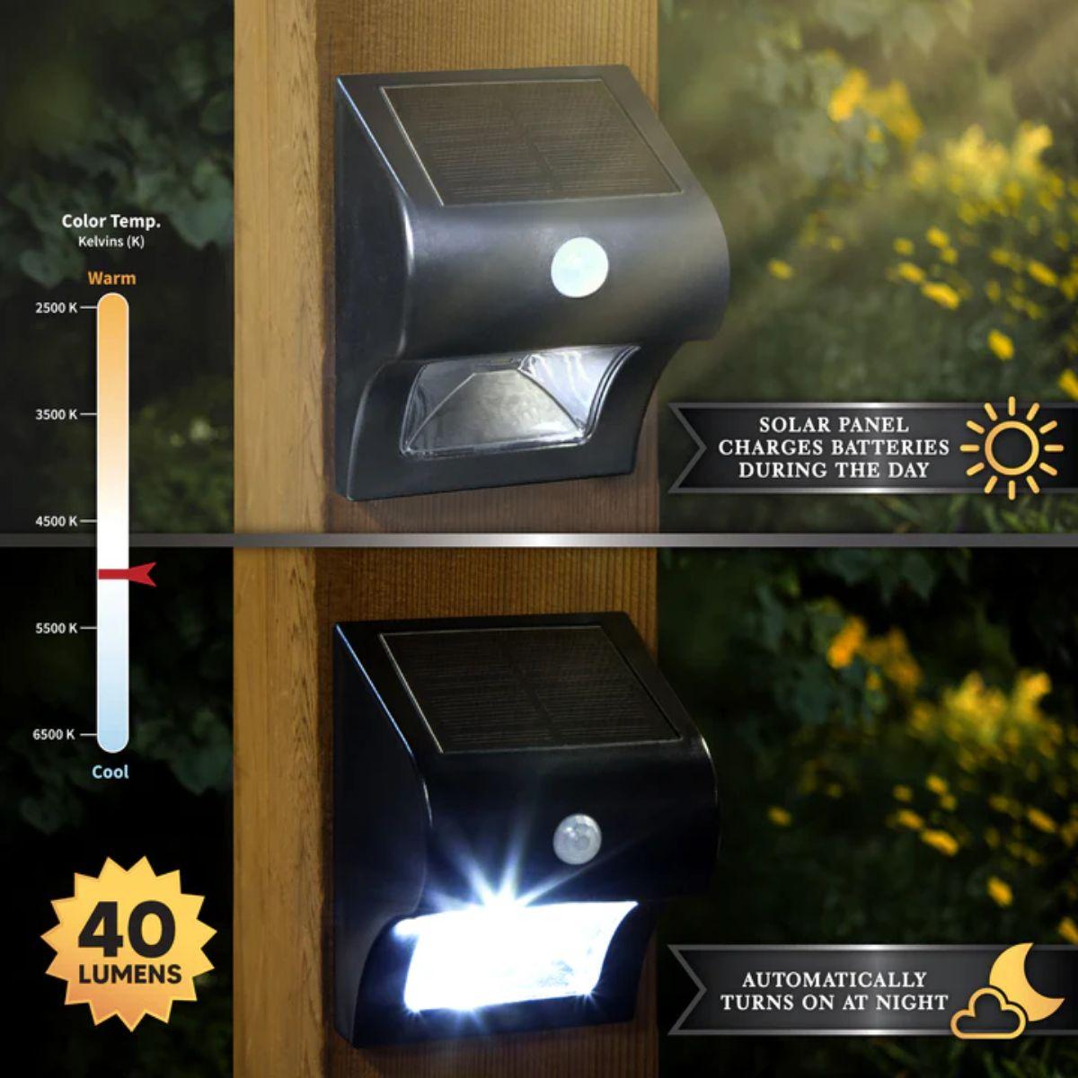 Solar LED Outdoor Wall Sconce 4500K (Pack Of 2)