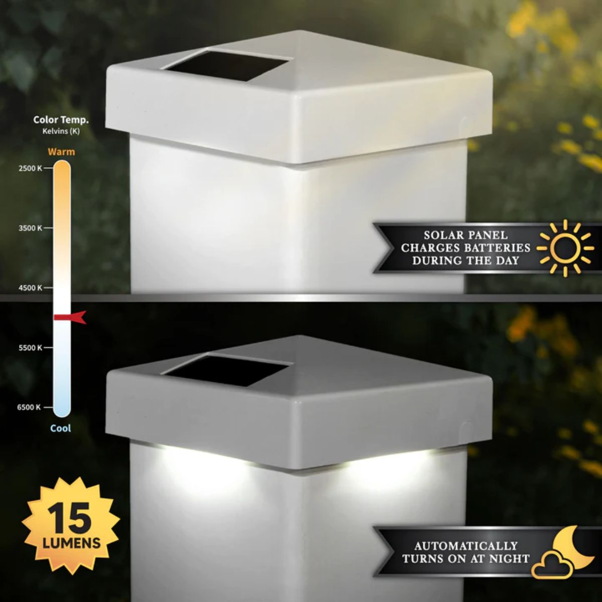 LED Solar Post Cap 4x4 15 Lumens 4500K (Pack Of 2) - Bees Lighting