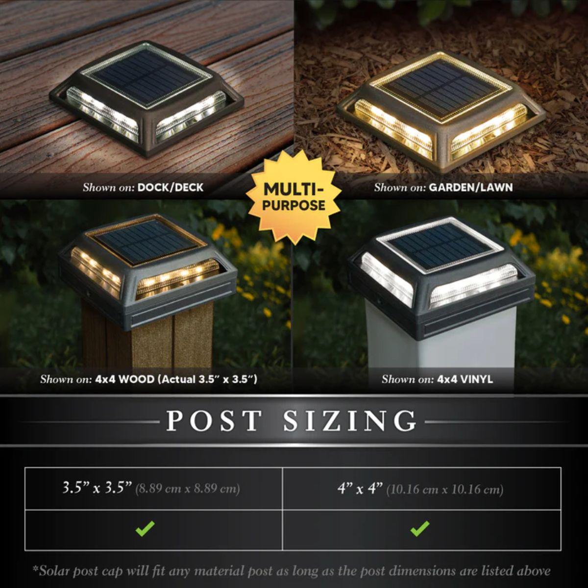 LED Solar Post Cap 5x5 25 Lumens Selectable CCT (Pack Of 2) - Bees Lighting